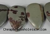 CTD11 Top drilled 22*30mm flat teardrop red artistic jasper beads