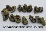 CTD1176 Top drilled 25*30mm - 35*40mm freeform plated druzy quartz  beads