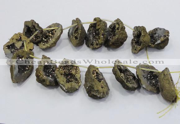 CTD1176 Top drilled 25*30mm - 35*40mm freeform plated druzy quartz  beads