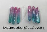 CTD1224 Top drilled 7*30mm - 9*45mm sticks plated quartz beads