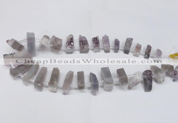 CTD1594 Top drilled 8*25mm - 9*25mm sticks druzy amethyst beads