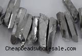 CTD1623 Top drilled 4*15mm - 6*35mm sticks plated quartz beads