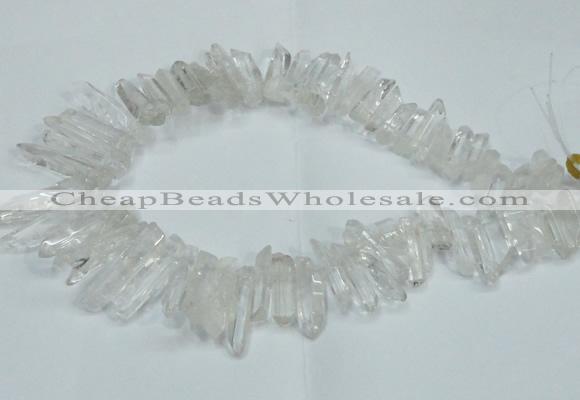 CTD1638 Top drilled 5*25mm - 7*45mm sticks white crystal beads