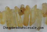 CTD1691 Top drilled 5*15mm - 7*35mm sticks dyed white crystal beads