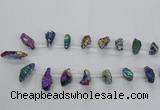 CTD1938 Top drilled 12*20mm - 25*35mm nuggets plated amethyst beads