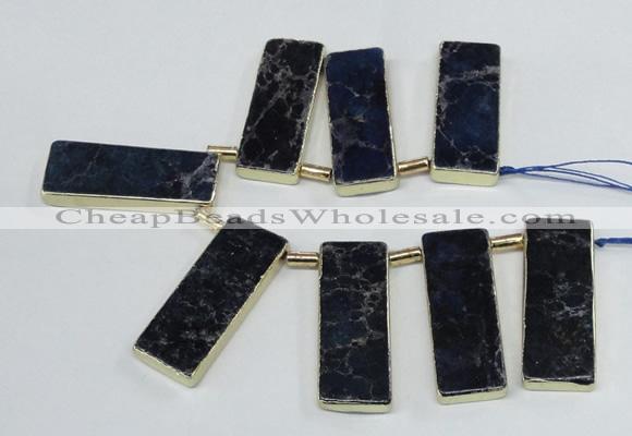 CTD1947 Top drilled 18*45mm - 20*50mm rectangle sea sediment jasper beads