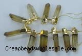 CTD1969 Top drilled 10*50mm - 15*60mm sticks lemon quartz beads