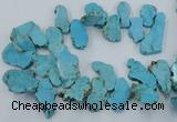 CTD2012 Top drilled 20*25mm - 30*35mm freeform turquoise beads