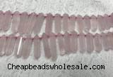 CTD2114 Top drilled 10*25mm - 12*45mm sticks rose quartz beads