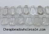 CTD2265 Top drilled 16*28mm - 20*30mm faceted freeform white crystal beads