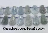 CTD2268 Top drilled 16*28mm - 20*30mm faceted freeform aquamarine beads