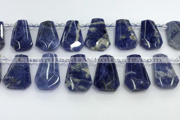 CTD2270 Top drilled 16*28mm - 20*30mm faceted freeform sodalite beads