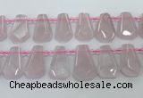 CTD2271 Top drilled 16*28mm - 20*30mm faceted freeform rose quartz beads