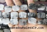 CTD2284 Top drilled 15*20mm - 17*23mm freeform black rutilated quartz beads