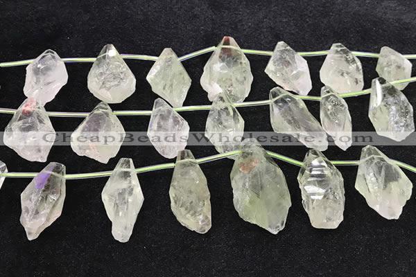 CTD2305 Top drilled 15*20mm - 25*40mm faceted nuggets green quartz beads