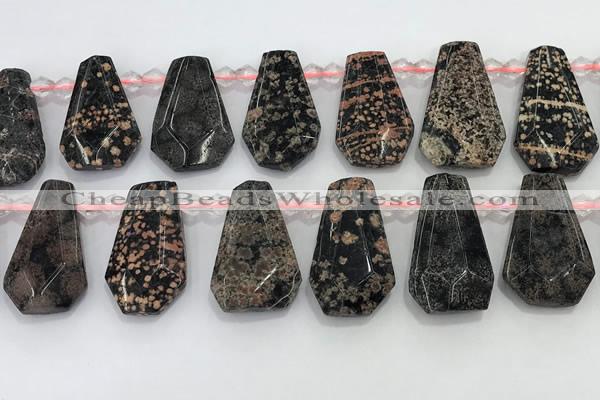 CTD2351 Top drilled 16*18mm - 20*30mm freeform red snowflake obsidian beads