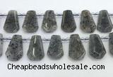 CTD2352 Top drilled 16*18mm - 20*30mm freeform moss quartz beads