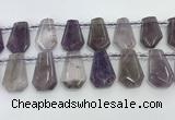 CTD2356 Top drilled 16*18mm - 20*30mm faceted freeform amethyst beads