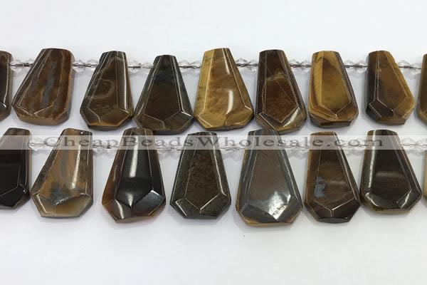 CTD2365 Top drilled 16*18mm - 20*30mm faceted freeform tiger eye beads