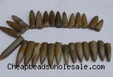 CTD2562 Top drilled 12*35mm - 15*55mm bullet agate fossil beads