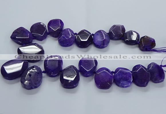 CTD2586 Top drilled 20*25mm - 30*40mm faceted freeform agate beads