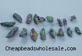 CTD2633 Top drilled 10*25mm - 20*45mm nuggets plated druzy quartz beads