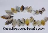 CTD2735 Top drilled 15*30mm - 25*50mm marquise montana agate beads