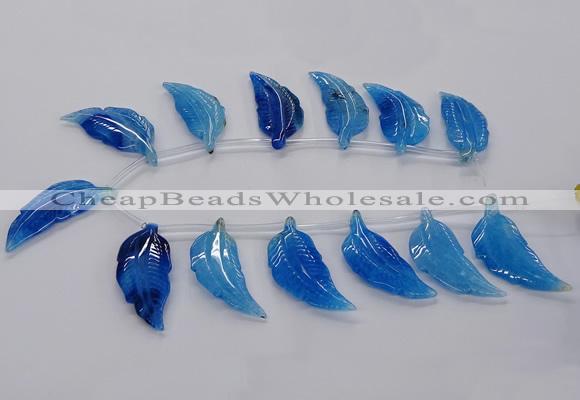 CTD2775 Top drilled 20*45mm - 25*55mm carved leaf agate beads