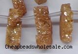 CTD2844 Top drilled 15*20mm - 18*40mm freeform plated druzy agate beads