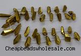 CTD2874 Top drilled 10*20mm - 15*50mm sticks plated quartz beads