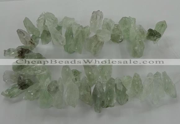 CTD2887 Top drilled 15*30mm - 18*40mm sticks green quartz beads