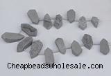 CTD2901 Top drilled 15*25mm - 25*55mm freeform plated druzy agate beads