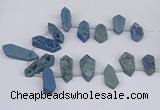 CTD2904 Top drilled 15*25mm - 25*55mm freeform plated druzy agate beads