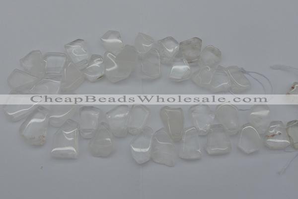 CTD300 Top drilled 15*20mm - 20*25mm freeform white crystal beads