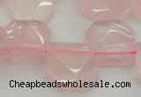 CTD314 Top drilled 15*18mm - 18*20mm faceted freeform rose quartz beads