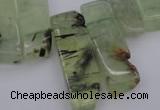 CTD357 Top drilled 10*25mm - 10*50mm wand green rutilated quartz beads