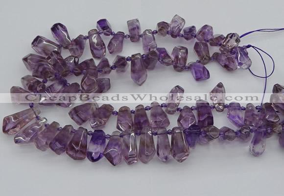 CTD3621 Top drilled 9*18mm - 16*30mm faceted nuggets ametrine beads