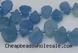 CTD3628 Top drilled 8*10mm - 10*14mm flat teardrop aquamarine beads