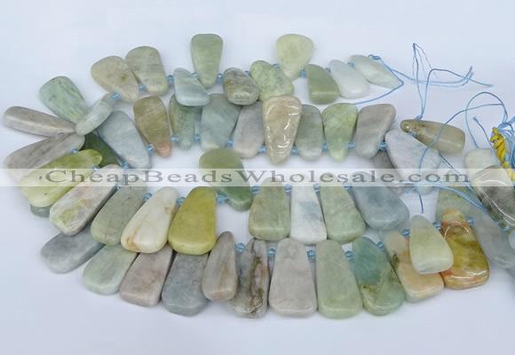 CTD3637 Top drilled 10*20mm - 15*45mm freeform aquamarine beads