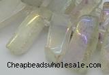 CTD3656 Top drilled 8*15mm - 11*30mm sticks plated white crystal beads