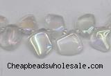 CTD3671 Top drilled 5*8mm - 10*14mm freeform plated white crystal beads