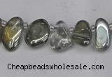 CTD3672 Top drilled 5*8mm - 10*14mm freeform plated white crystal beads