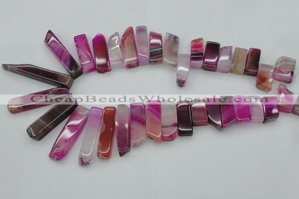 CTD371 Top drilled 10*20mm - 12*55mm wand fuchsia agate beads