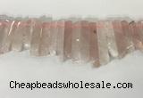 CTD3721 Top drilled 8*20mm - 10*50mm sticks rose quartz beads