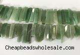 CTD3736 Top drilled 8*20mm - 10*50mm sticks green aventurine beads