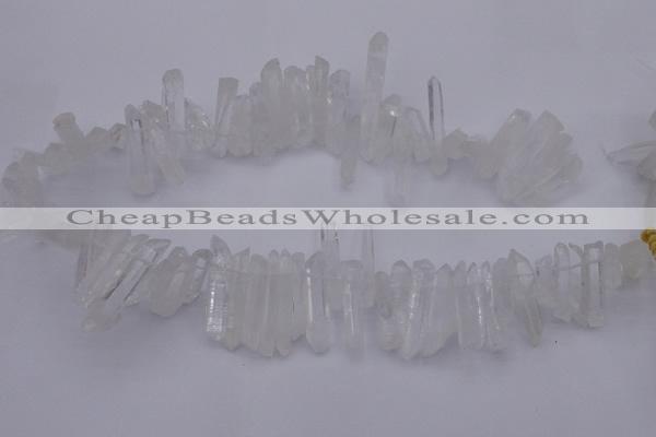 CTD375 Top drilled 6*25mm - 8*35mm sticks white crystal beads