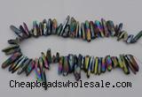 CTD382 Top drilled 5*20mm - 8*35mm sticks plated quartz beads