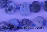 CTD3889 Top drilled 12*16mm - 13*17mm freeform larimar beads