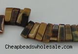 CTD402 Top drilled 4*15mm - 6*20mm sticks yellow tiger eye beads