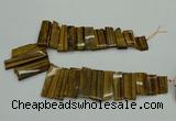 CTD405 Top drilled 12*25mm - 18*50mm sticks yellow tiger eye beads